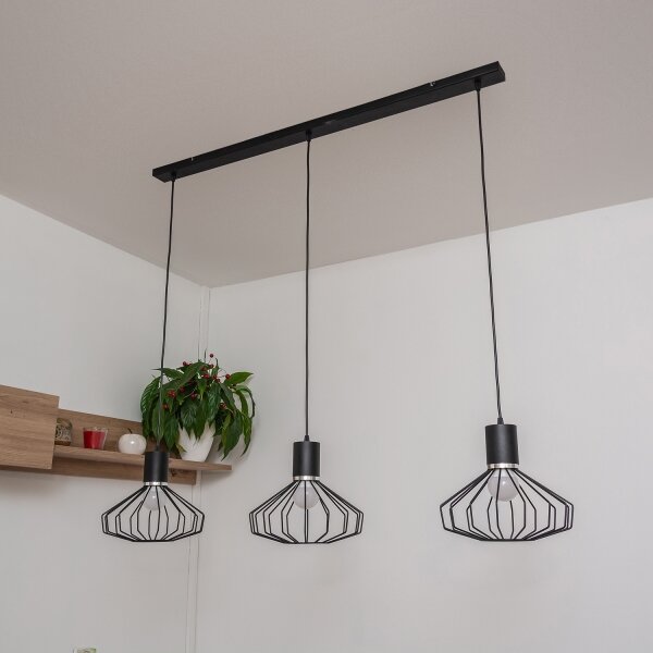 Candelabru suspendat pe cablu SOLANO 3xE27/15W/230V negru/crom lucios