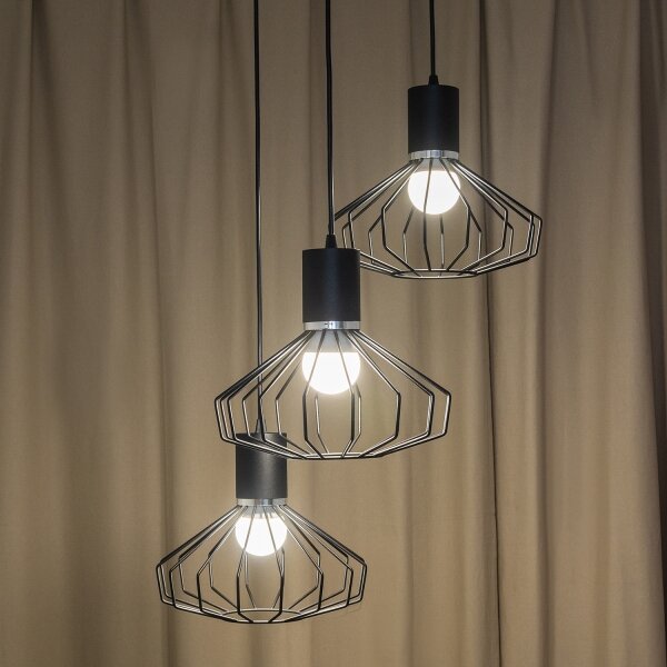 Lustră pe cablu SOLANO 3xE27/15W/230V negru/crom lucios