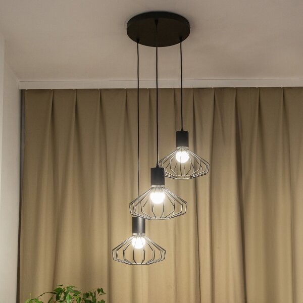 Lustră pe cablu SOLANO 3xE27/15W/230V negru/crom lucios