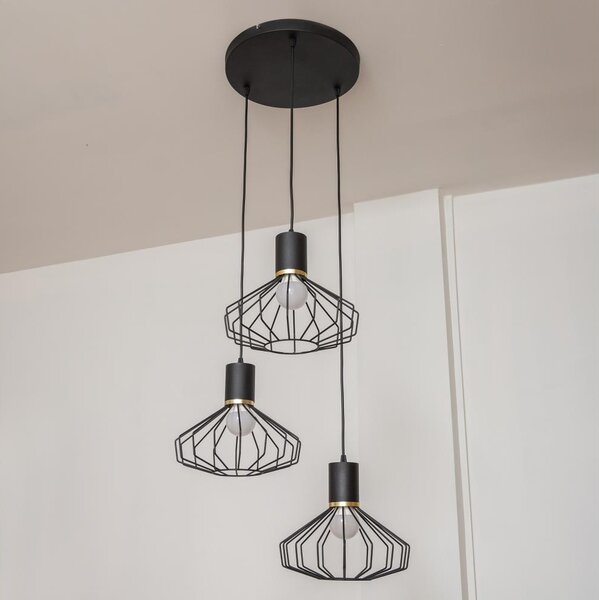 Pendul pe cablu SOLANO 3xE27/15W/230V negru/auriu