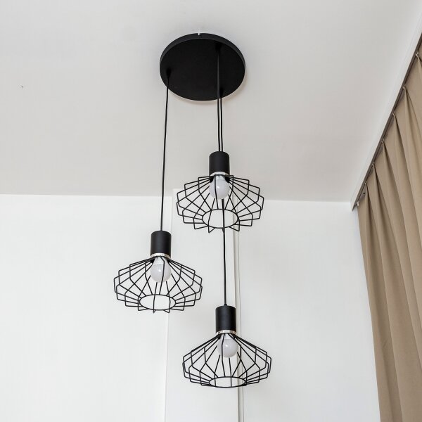 Lustră pe cablu SOLANO 3xE27/15W/230V negru/crom lucios