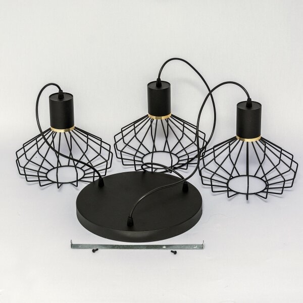 Pendul pe cablu SOLANO 3xE27/15W/230V negru/auriu