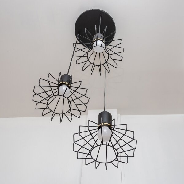 Pendul pe cablu SOLANO 3xE27/15W/230V negru/auriu