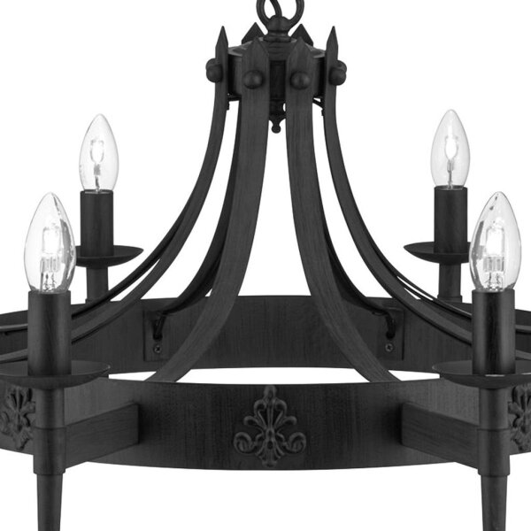 Searchlight 2428-8BK - Candelabru cu lanț CARTWHEEL 8xE14/60W/230V, negru