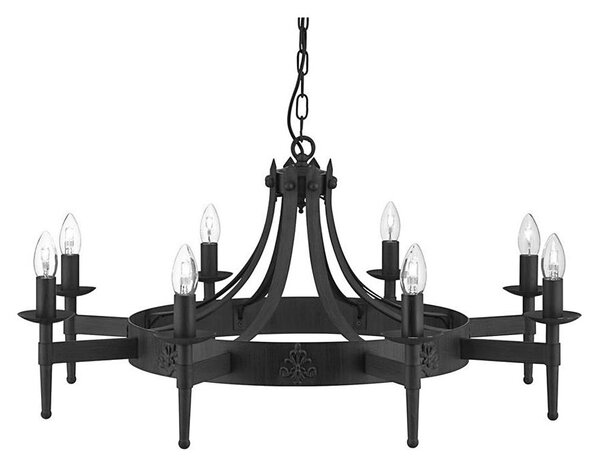 Searchlight 2428-8BK - Candelabru cu lanț CARTWHEEL 8xE14/60W/230V, negru