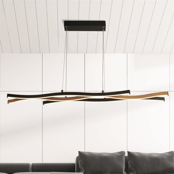 Searchlight - Lustră LED BLOOM pe cablu, model 32104-1BK, LED/38W/230V 2300/3000/4000K