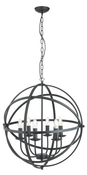 Searchlight 2476-6BK - Lustră cu lanț ORBIT 6xE14/60W/230V, neagră