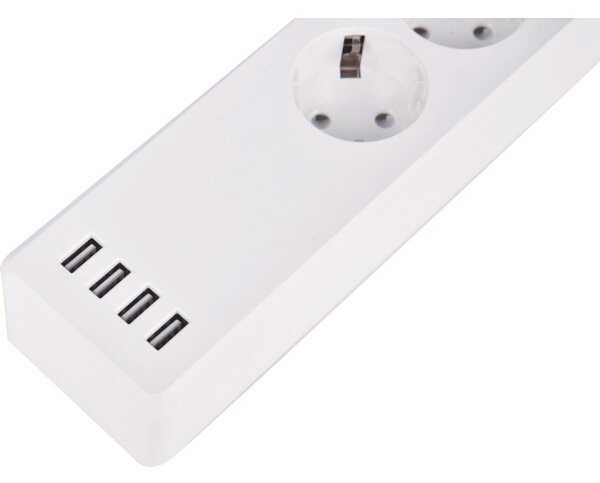 Prelungitor 1,8 m cu întrerupător + 4xUSB/Wi-Fi Tuya SCHUKO