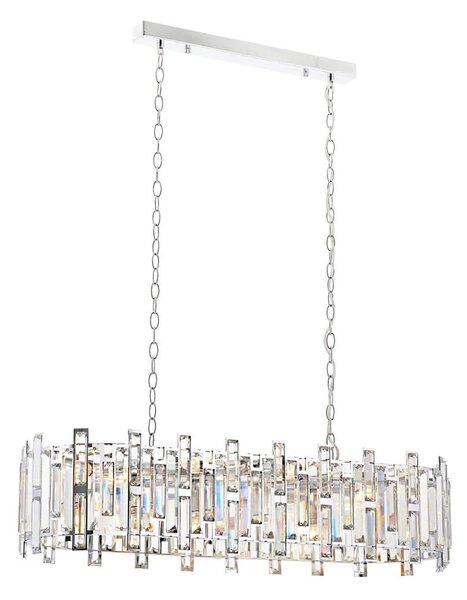 Candelabru suspendat pe lanț CRYSTALLINE 13xE14/40W/230V, crom lucios