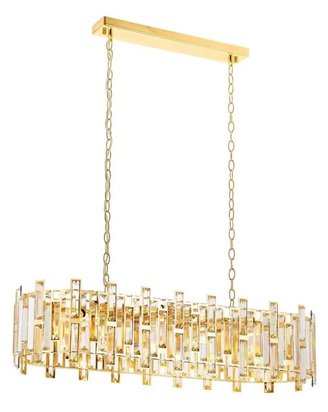 Candelabru cu lanț CRYSTALLINE 13xE14/40W/230V auriu