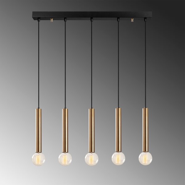 Lustră suspendată pe cablu TEMPO, 5 x E27, 40 W, 230 V, aurie