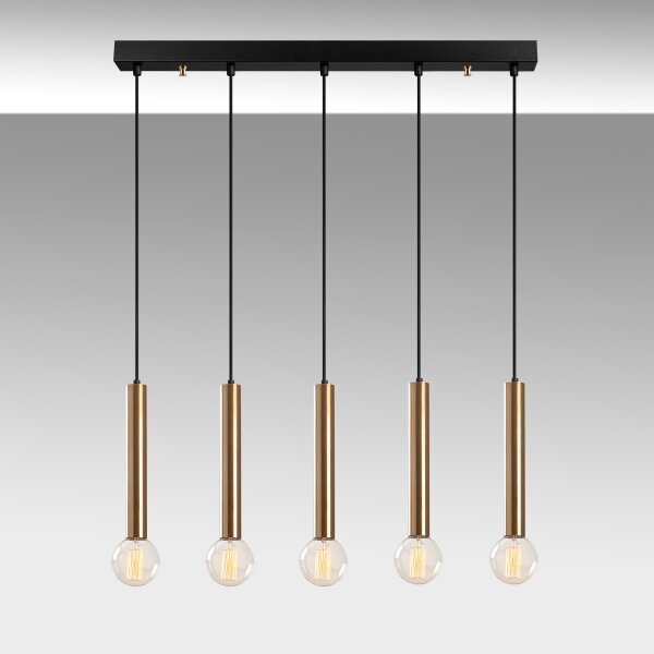 Lustră suspendată pe cablu TEMPO, 5 x E27, 40 W, 230 V, aurie