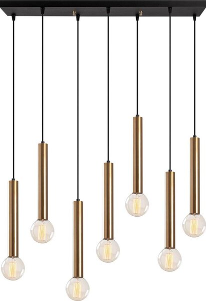 Candelabru suspendat cu cablu TEMPO 7xE27/40W/230V, auriu