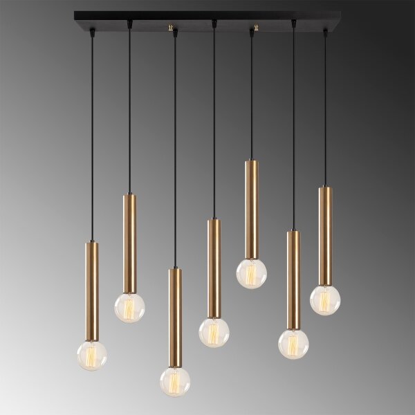Candelabru suspendat cu cablu TEMPO 7xE27/40W/230V, auriu