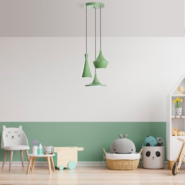 Lustră pe cablu TOM, 3x E27, 40W, 230V, verde