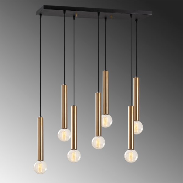Candelabru suspendat cu cablu TEMPO 7xE27/40W/230V, auriu