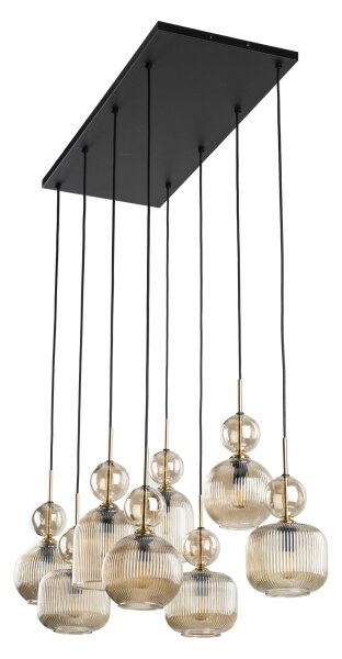 Candelabru suspendat pe cablu SOPHIA, 8xE14/10W/230V, negru/bej fumuriu