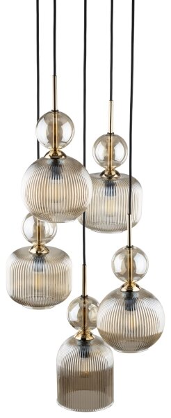 Lustră pe cablu SOPHIA 5xE14/10W/230V negru/bej fumuriu