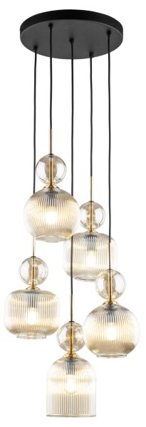 Lustră pe cablu SOPHIA 5xE14/10W/230V negru/bej fumuriu