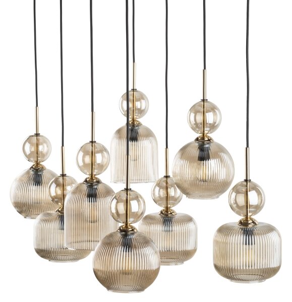 Candelabru suspendat pe cablu SOPHIA, 8xE14/10W/230V, negru/bej fumuriu