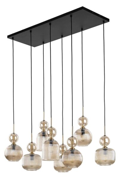 Candelabru suspendat pe cablu SOPHIA, 8xE14/10W/230V, negru/bej fumuriu