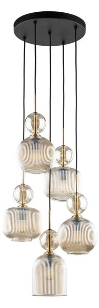 Lustră pe cablu SOPHIA 5xE14/10W/230V negru/bej fumuriu
