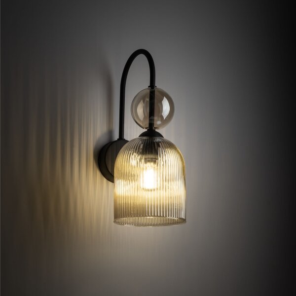 Aplica de perete SOPHIA, 1xE14/10W/230V, negru/bej fumuriu
