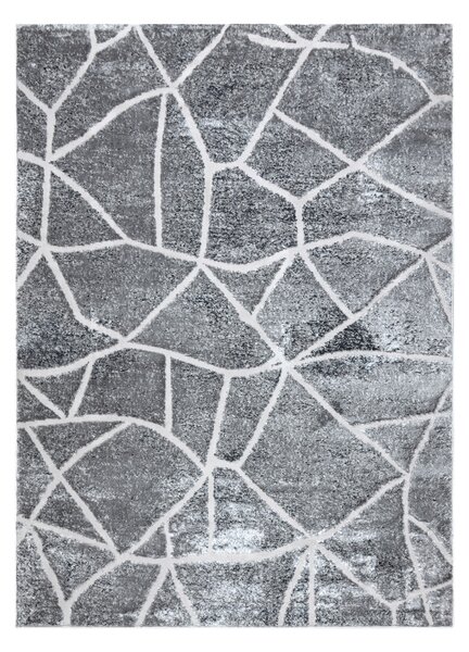 Covor MEFE modern 2783 Marmură - structural două niveluri de lână gri inchis
