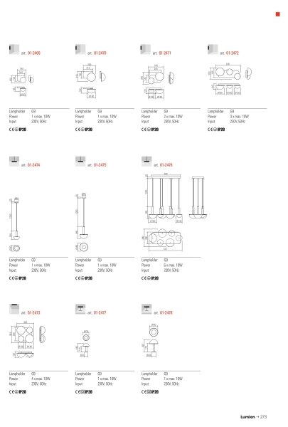 Aplica de perete Redo LUMIEN 01-2472, 3x G9, 10 W, 230 V, auriu/alb