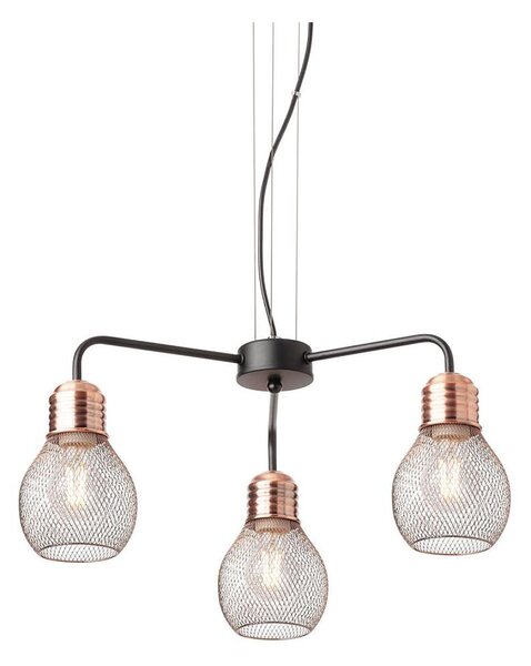 Redo 01-1579 - Candelabru suspendat pe cablu EDISON 3xE27/42W/230V, diametru 53 cm, negru/cupru