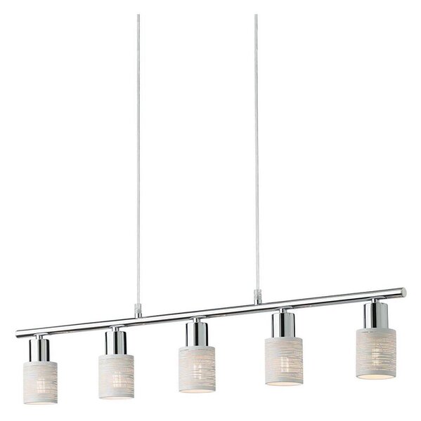 Redo VERTIGO 04-509 – lustră suspendată pe cablu, 5 x E14, max. 28 W, 230 V, crom lucios/alb