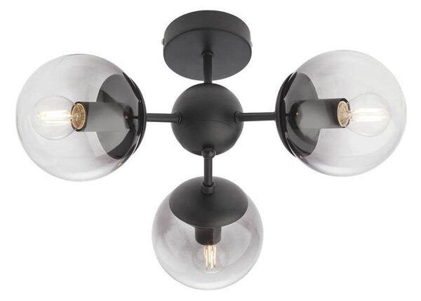 Redo SEMIA 01-2176 - Lustru cu tijă, 3xE14/28W/230V, negru/fumuriu