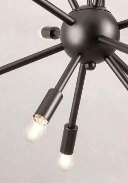 Redo 01-2934 - Candelabru suspendat pe cablu STELLAR, 12x E14, max. 25W/bec, 230V, negru