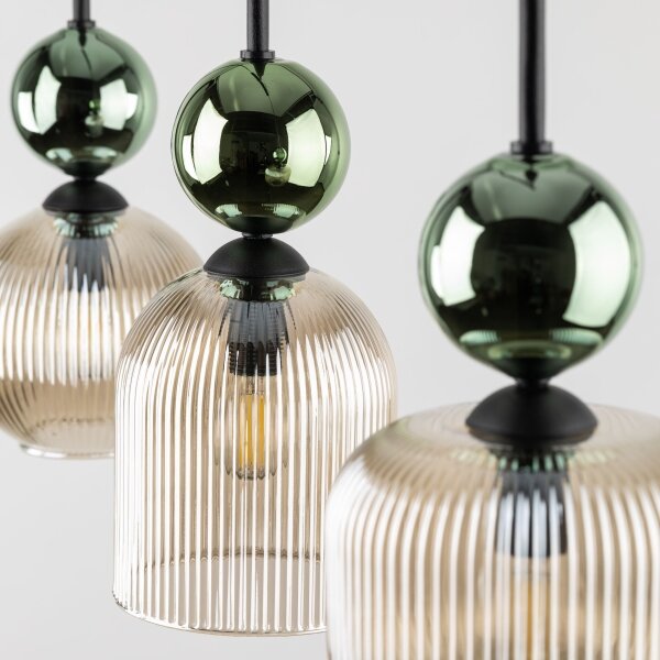 Corp de iluminat suspendat pe cablu SOPHIA 3xE14/10W/230V negru/verde/bej fumuriu