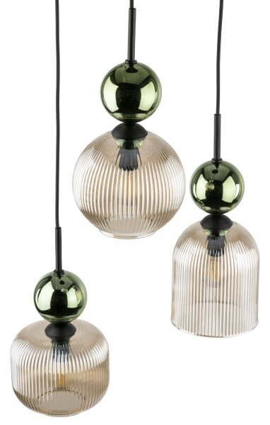 Lustră pe cablu SOPHIA, 3xE14/10W/230V, negru/verde/bej fumuriu