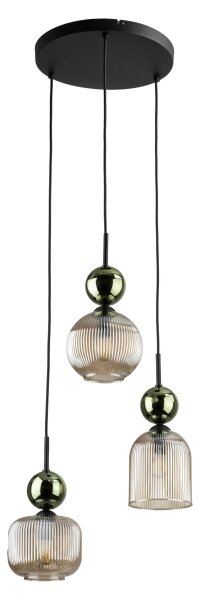 Lustră pe cablu SOPHIA, 3xE14/10W/230V, negru/verde/bej fumuriu