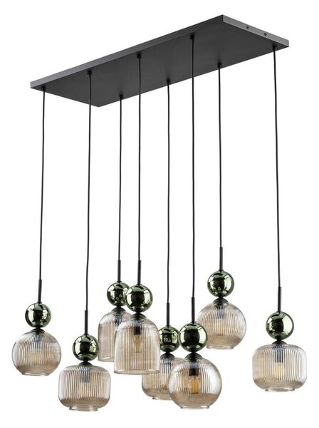 Candelabru pe cablu SOPHIA 8xE14/10W/230V negru/verde/bej fumuriu