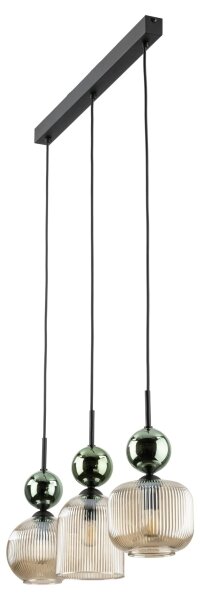 Corp de iluminat suspendat pe cablu SOPHIA 3xE14/10W/230V negru/verde/bej fumuriu