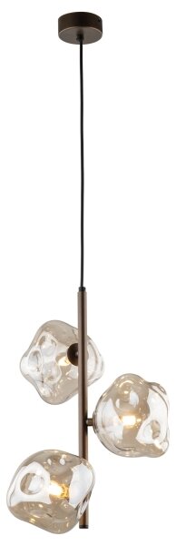 Lustră suspendată pe cablu LAVA, 3xG9/8W/230V, bronz/bej fumuriu