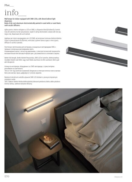 Redo 01-2762 - Aplica de perete LED PLOT, 21 W, 230 V, 60 cm, albă