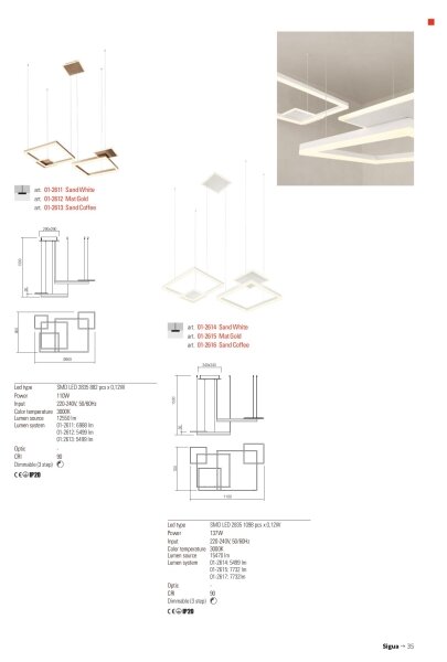Redo 01-2613 - Lustră LED dimmabilă pe cablu SIGUA LED/110W/230V CRI 90 maro