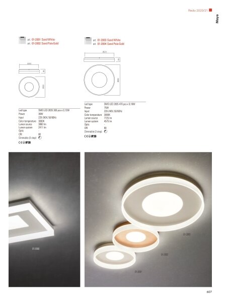 Redo 01-1998 - Plafonieră LED dimabilă MAYA LED/42W/230V 42,5x42,5 cm, aurie