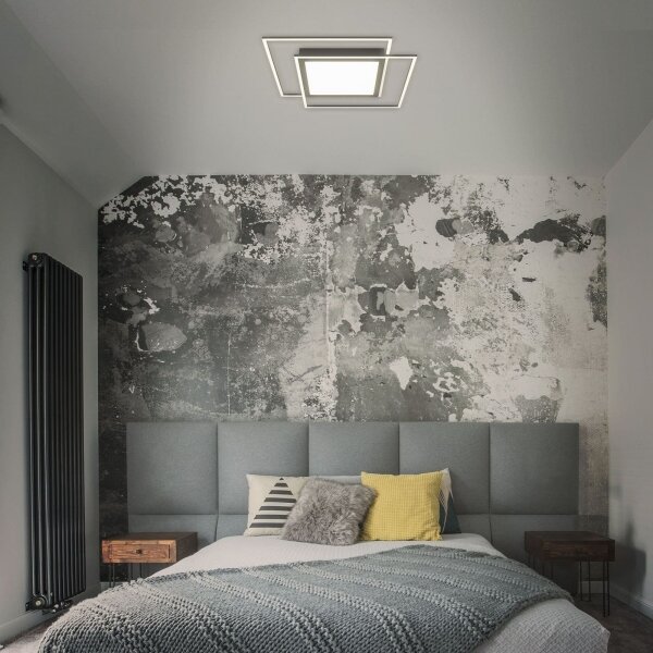 Brilo - Plafonieră LED 51,5x51,5 cm, neagră, 2x LED/16W/230V + LED/19W