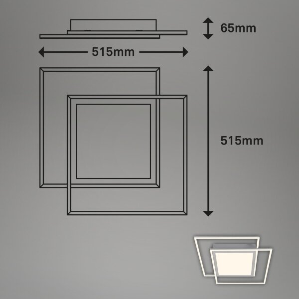 Brilo - Plafonieră LED 2xLED/16W/230V + LED/19W 51,5x51,5 cm crom mat