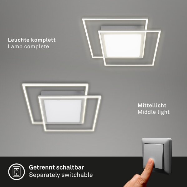 Brilo - Plafonieră LED 2xLED/16W/230V + LED/19W 51,5x51,5 cm crom mat