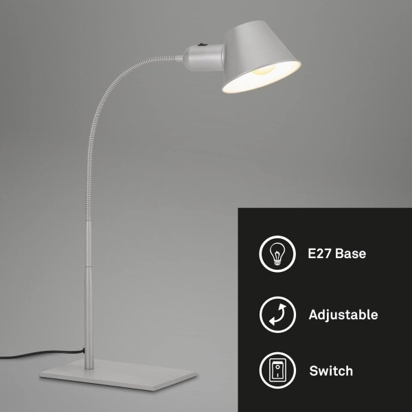 Brilo - Lampă de masă 1xE27/10W/230V crom mat