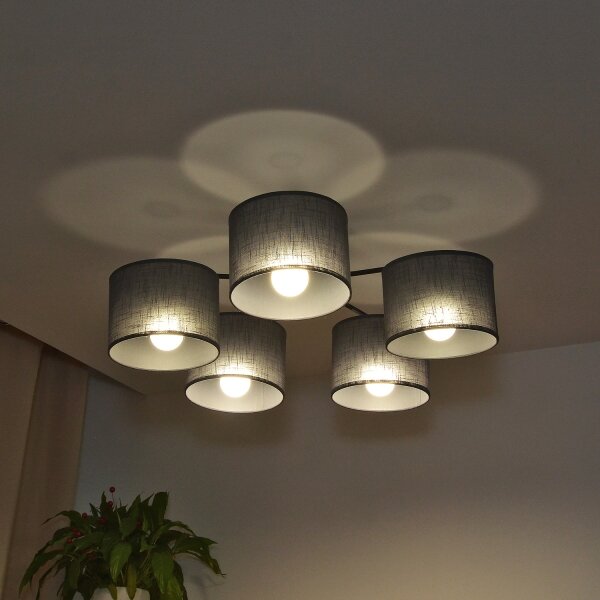 Lustră aplicată ALBA, 5x E27, 15W, 230V, gri