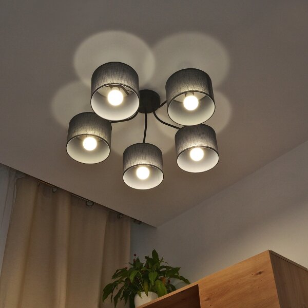 Lustră aplicată ALBA, 5x E27, 15W, 230V, gri