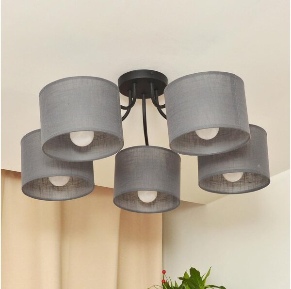 Lustră aplicată ALBA, 5x E27, 15W, 230V, gri