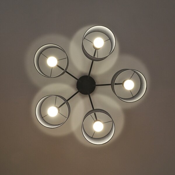 Lustră aplicată ALBA, 5x E27, 15W, 230V, gri
